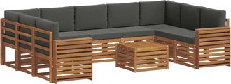 vidaXL Conjunto De Sof&aacute;s De Exterior 10 Uds. Natural Y Antracita Vidaxl