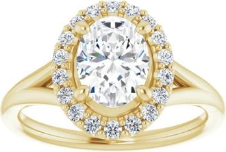 Pompeii3 1 1.15Ct Oval Diamond Engagement Ring 14k Yellow Gold Halo Band Enhanced