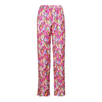 Msgm Kleurrijke Bloemen Wijde Pijp Broek - Dames - Straight fit broeken - Veelkleurig - XS - Polyester - Broeken
