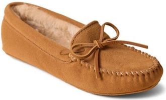 Minnetonka Faux Fur Lined Soft Sole Slipper in Golden Tan at Nordstrom, Size 10