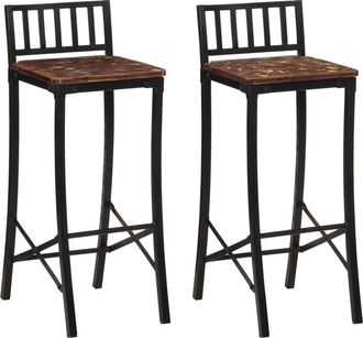 vidaXL Taburetes Altos 2 Unidades Madera Maciza Reciclada Vidaxl