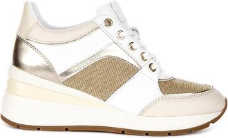 Geox Sneakers, female, Multicolor, 6 UK, White Gold Womens Wedges Contemporary Elegance