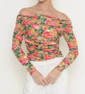 FORE COLLECTION Romantic Off The Shoulder Top In Rose Floral