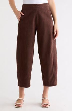 Max Studio Faux Suede Barrel Pants in Dark Brown at Nordstrom Rack, Size X-Small