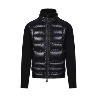 Moncler Winter Jackets, male, Black, XL, Padded Wool Zip-Up Cardigan