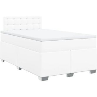 vidaXL Vidaxl - Cama Box Spring Con Colch&oacute;n Cuero Sint&eacute;tico Blanco 120x200 Cm
