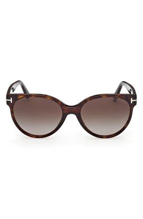 Tom Ford Tallulah 56mm Gradient Round Sunglasses in Dark Havana /Gradient Smoke at Nordstrom