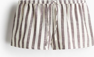 H&M Kordelzugshorts aus Leinenmix - Braun/Gestreift