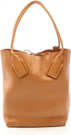 Bottega Veneta Beige Leather Basket Handbag Tote Bag (Pre-Owned)