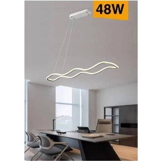 Trade Shop Trade Shop Traesio - Lampadario Bianco Ondulato a Led 48 w Sospensione Luce 6500k 3000k 4000k B67-b - -Bianco Caldo
