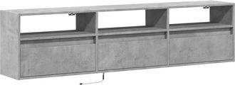 vidaXL TV Wall Cabinet with LED Concrete Grey 180x31x45 cm vidaXL