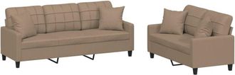 vidaXL Vidaxl - Juego De Sof&aacute;s Con Cojines 2 Piezas Cuero Sint&eacute;tico Capuchino