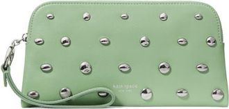 Kate Spade New York halo studded fine grain leather wristlet in Crisp Sage at Nordstrom