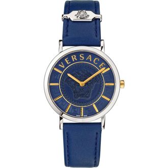 Versace Moderne Tijdwaarnemer V-Essential Zilver Leer - Dames - Horloges - Grijs - ONE Size - Leer - Accessoires