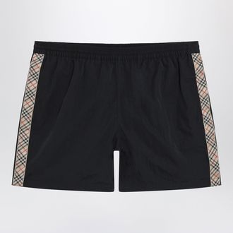 Burberry Slim-fit swim shorts with Check trim in black nylon