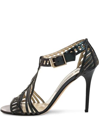 Jimmy Choo London 110mm cut-out sandals - women - Calf Leather/Calf Leather/Calf Leather - 41 - Green