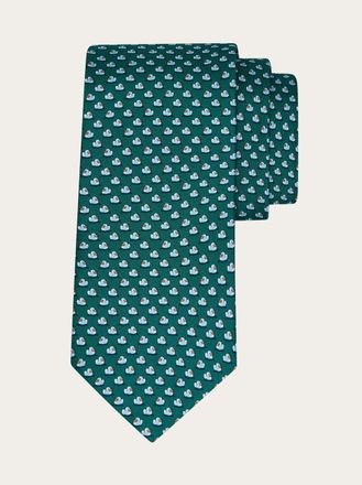 Ferragamo Uomo Cravatta in seta stampa Duckies Verde