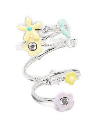 Yvmin Ring Flower Gemstone Spiral