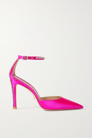 Stuart Weitzman Décolleté In Raso Decorate Con Cristalli Glam - Rosa