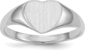 Diamond2Deal 14k White Gold Closed Back Heart Signet Ring