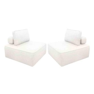 Sweeek Sof&aacute; modular en tejido borreguito, 2 plazas, crema