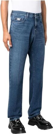 Versace Straight Fit Jeans, male, Blue, W34, Medusa Washed Denim Jeans