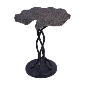 The Libra Company Lily Pad Leaf Side Table - Aluminium/Granite - L40 x W40 x H45 cm in Black