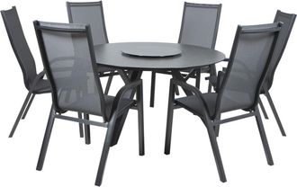 ED&Egrave;N JARD&Iacute; Conjunto de mesas y sillas para jard&iacute;n mesa redonda antracita