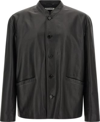 Jil Sander Black Solid Leather Jacket