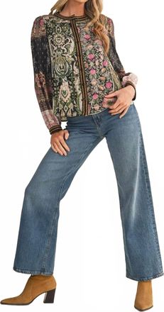 Merci Button Down Long Sleeve Tops In Patchwork