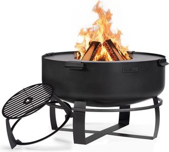 Cook King Kit Braciere Da Giardino viking Xxl Da 80 Cm Con Piastra Per Griglia Da 78 Cm Con 4 Manici E Griglia Alta Per La Piastra Per Griglia Da 78 Cm
