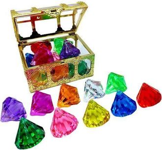 OEM Conjunto De 10 Juguetes De Buceo Con Piedras Preciosas, Cofre Del Tesoro Pirata Con Forma De Diamante, Gran Juguete De Buceo Colorido Con Forma De Dia