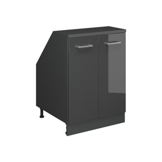 Vicco Armario De Cocina Para Techo Inclinado R-line, Antracita Alto Brillo, 60 Cm Con 2 Puertas, 60 Cm De Profundidad, Vicco