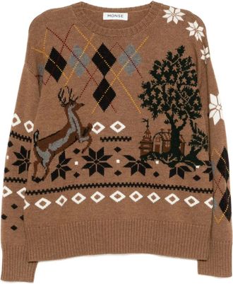Monse Maglione girocollo Fair Isle - Marrone