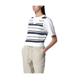 Dunst Chunky Striped Knit Vest - female - Dunst - V-neck Knitwear - Multicolor - XS - Knitwear