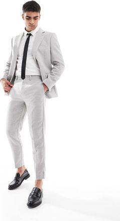 Asos Pantaloni da abito affusolati in misto lana grigi-Grigio