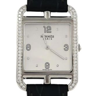Herm&egrave;s Pre-owned Cape Cod Stainless Steel Quartz - Dames - Vintage Horloges - Grijs - ONE Size - Leer - Vintage