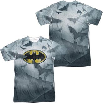 Gildan Batman Bats Logo (Front/Back Print) Short Sleeve Adult 100% Poly Crew Tee / T-Shirt