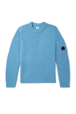C.P. Company Logo-Appliquéd Waffle-Knit Wool-Blend Sweater