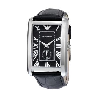 Emporio Armani Accessoires, Heren, Grijs, ONE Size, Leer, Marco Horloge