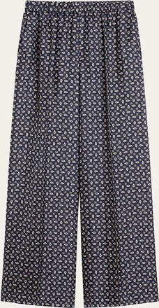 Max Mara Printed Wide-Leg Silk Trousers