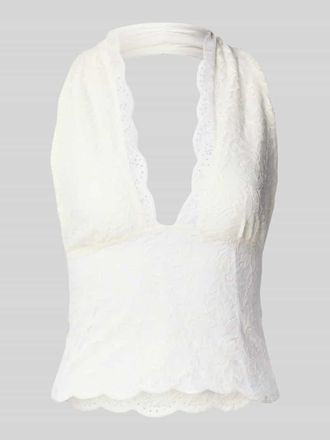 Gina Tricot Neckholder-Top aus Spitze in Offwhite, Gr&ouml;&szlig;e L