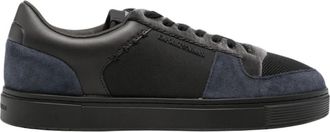 Emporio Armani Leren Stoffen Sneakers - Heren - Sneakers - Blauw - 43 EU - Leer - Schoenen