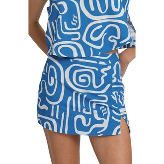 Billabong Wave Washed Printed Cotton & Linen Miniskirt in True Blue at Nordstrom, Size X-Small