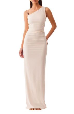 SNDYS Lana One-Shoulder Maxi Dress in Cream at Nordstrom, Size X-Large