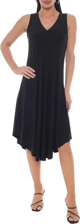 Tash And Sophie Sleeveless Curved Hem Midi Dress in Black at Nordstrom Rack, Size X-Large