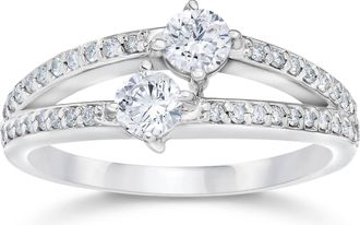 Pompeii3 5/8 Carat 2 Stone Forever Us Diamond Ring 14K White Gold