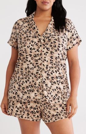 Nordstrom Moonlight Eco Short Pajamas in Tan Inked Leopard at Nordstrom, Size 3X