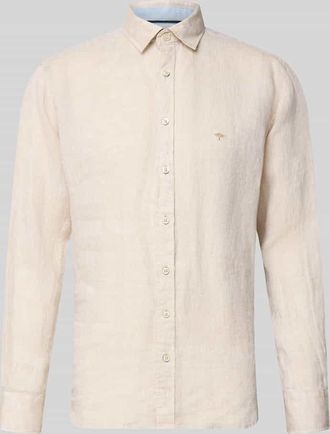 Fynch-Hatton Fynch-Hatton Slim Fit Leinenhemd mit Haifischkragen in Beige, Gr&ouml;&szlig;e 3XL