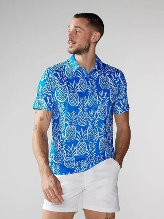 Chubbies The Thigh Napple Polo Shirt Mens Blue Pineapple Performance JDM2484